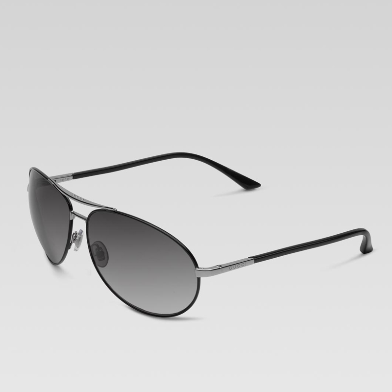 aviator sunglasses with gucci logo on temple