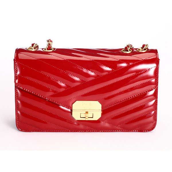 Chanel Mademoiselle Turnlock Middle Flap Bag Patent Leather A66839 Bordeaux