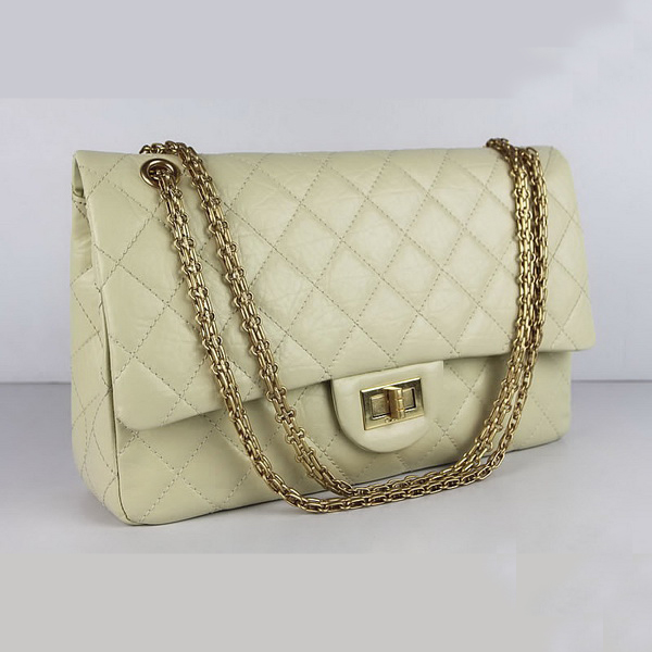 Chanel Flap Bag Quilted Beige Leather with Gold Chain 48102