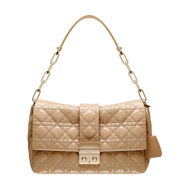 Beige patent leather Dior New Lock bag