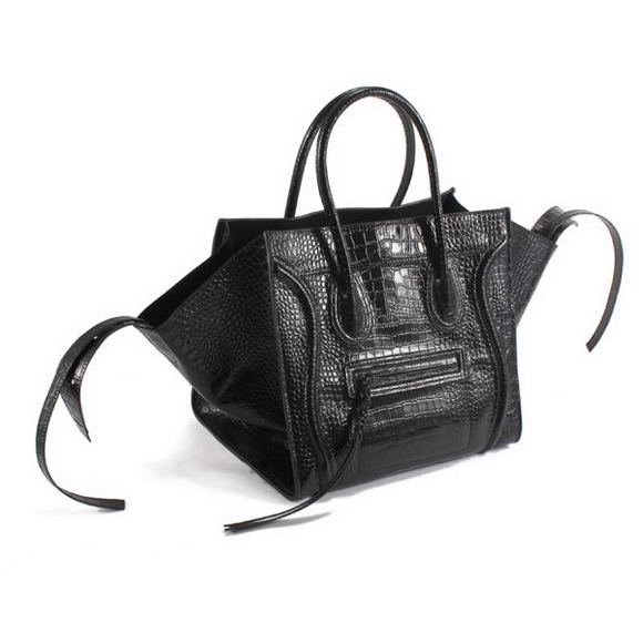 Celine Luggage Phantom Square Bags in Croco Black