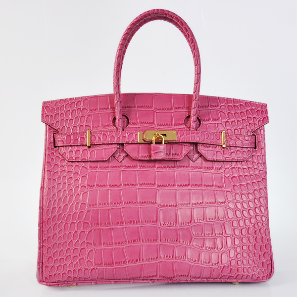 Hermes Birkin 35CM Crocodile stripes leather in Peach with Silver hardware