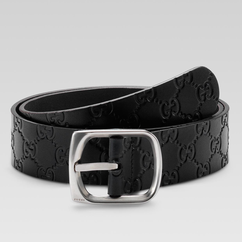 belt with plain gucci engraved buckle