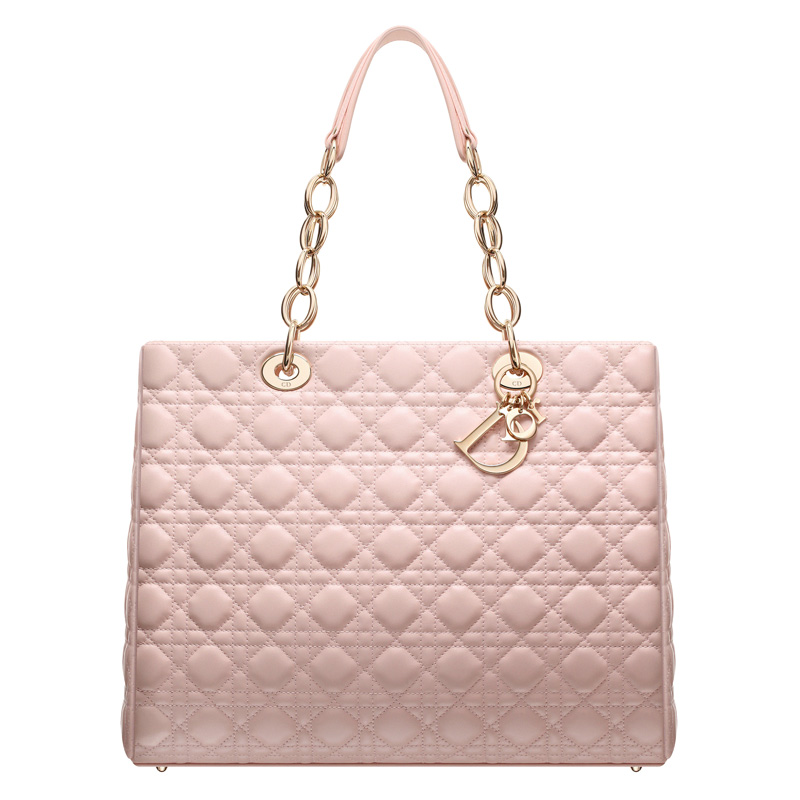 Large powder pink leather 'Dior Soft' shopping bag