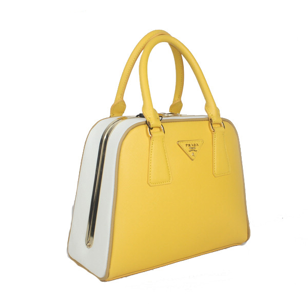 Prada Saffiano Leather Small Tote Bag BL0809 Yellow