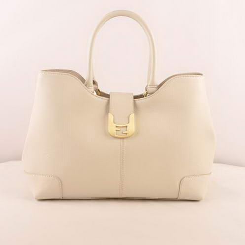 Fendi 2jours Saffiiano Leather Tote Bag 2546 White