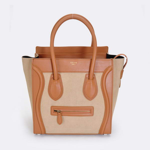 Celine Luggage Mini Boston Bag Ferrari&Suede Leather Apricot