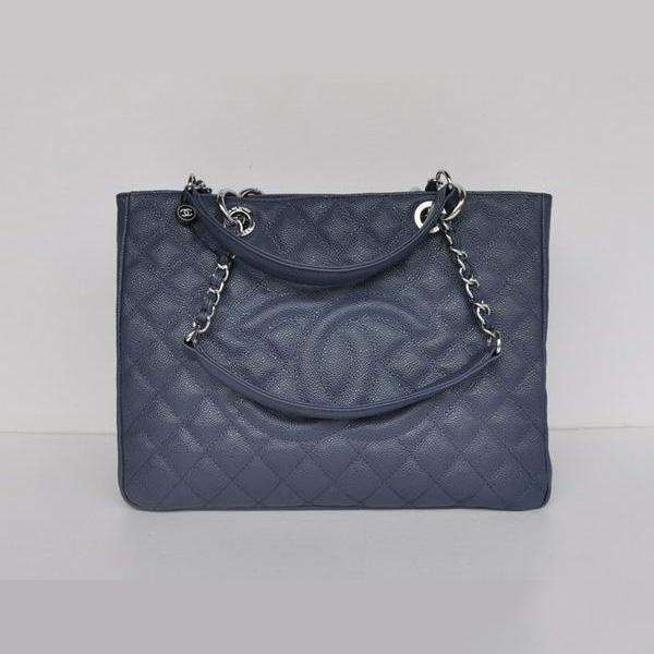 Chanel A50995 Royalblue Caviar Leather Shoulder Bag Silver