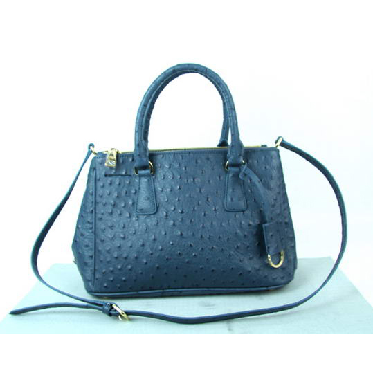 Prada Ostrich Leather Tote Bag BN1801 Blue