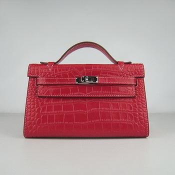 Hermes Kelly 22CM Red Crocodile Stripe