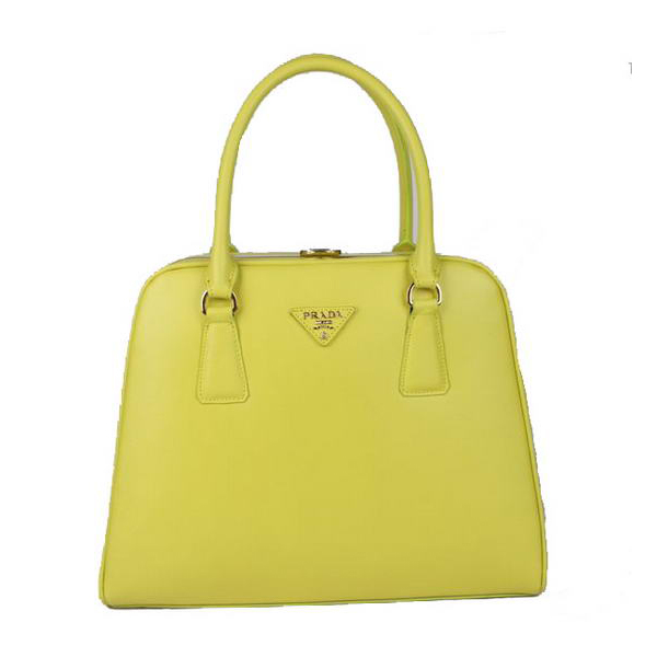 Prada Saffiano Leather Medium Tote Bag BL5018 Lemon