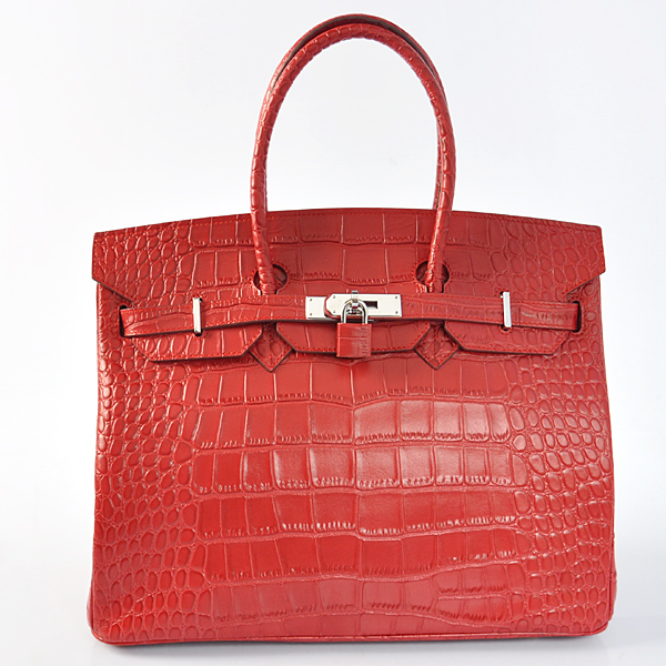 Hermes Birkin 35CM Crocodile stripes leather in Flame with Silver hardware