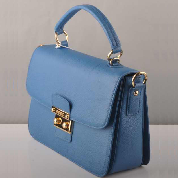 Miu Miu Leather Tote Bags 7431 Blue