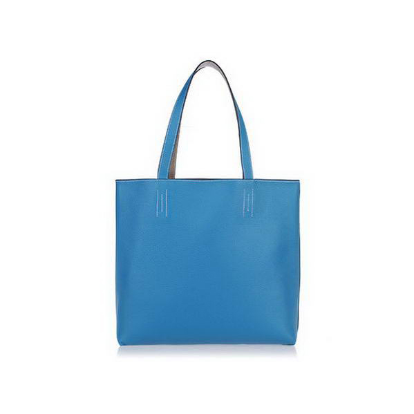 Hermes Shopping Bag 37CM Totes Clemence Leather Blue