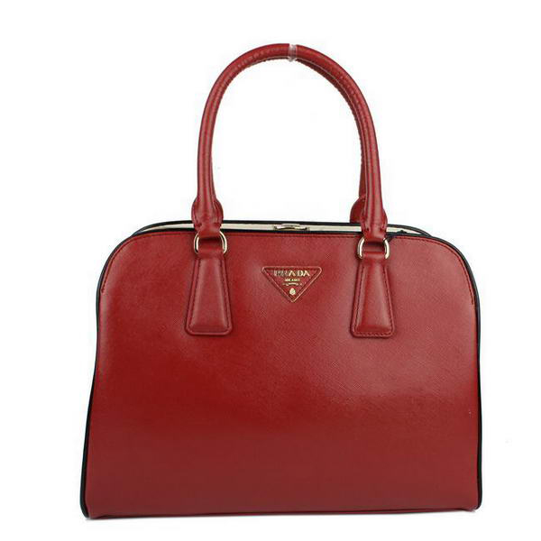 Prada Saffiano Leather Tote Bag 21267 Red&White