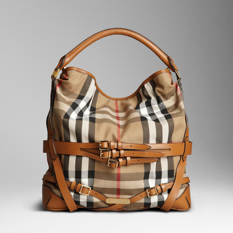 LARGE CHECK MULTIPLE BUCKLE HOBO