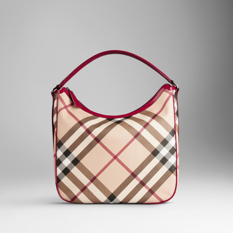 MEDIUM CHECK PATENT TRIM HOBO