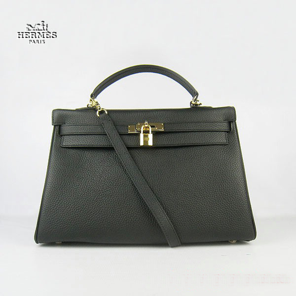 Hermes Kelly 35cm Togo Leather Bag Black 6308 Gold Hardware