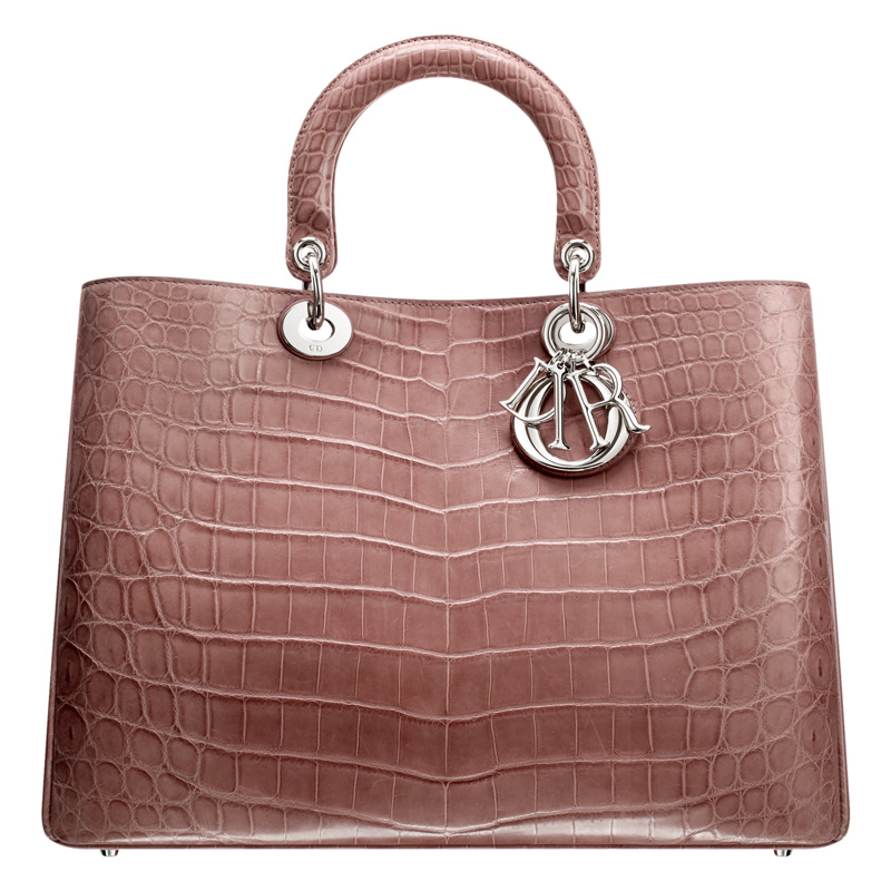 Matt dusky pink crocodile 'Diorissimo' bag