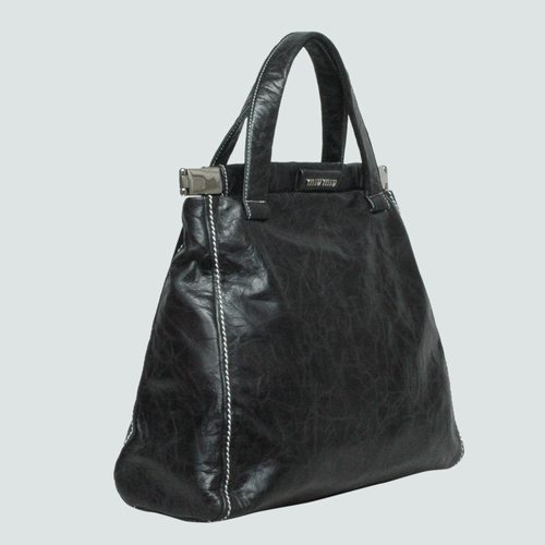 Miu Miu Tote Oil Leather Handbags 90282B Black