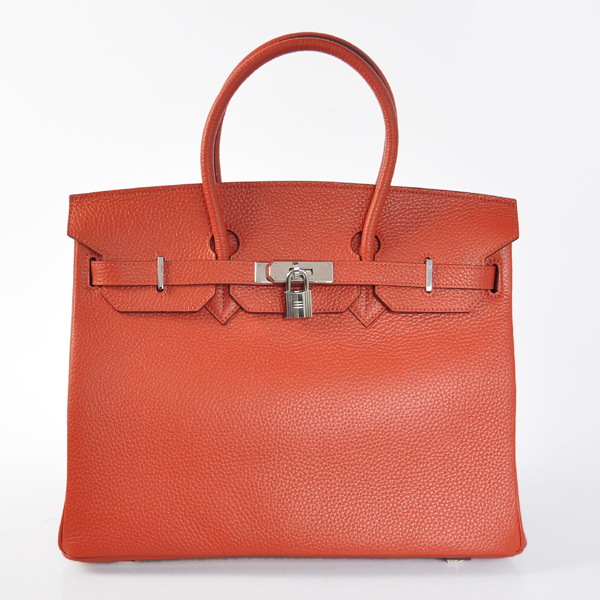 Hermes Birkin 35CM clemence leather in Cuckoo red with Silver hardware