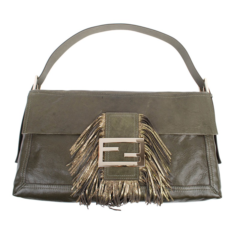 Fendi Leather tassle large baguette