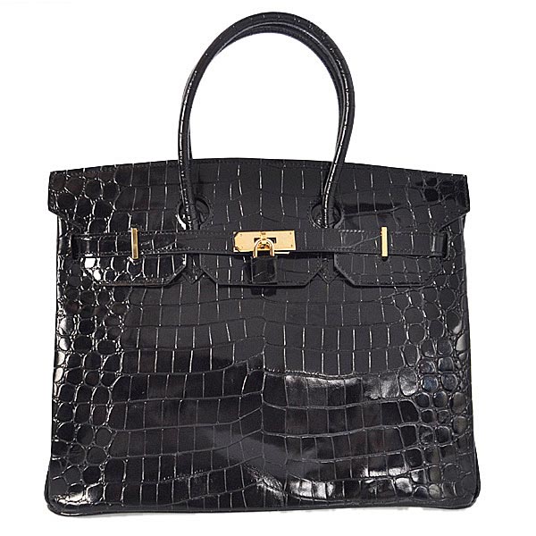 Hermes Birkin 35CM high light Crocodile leather in Black with Gold hardware