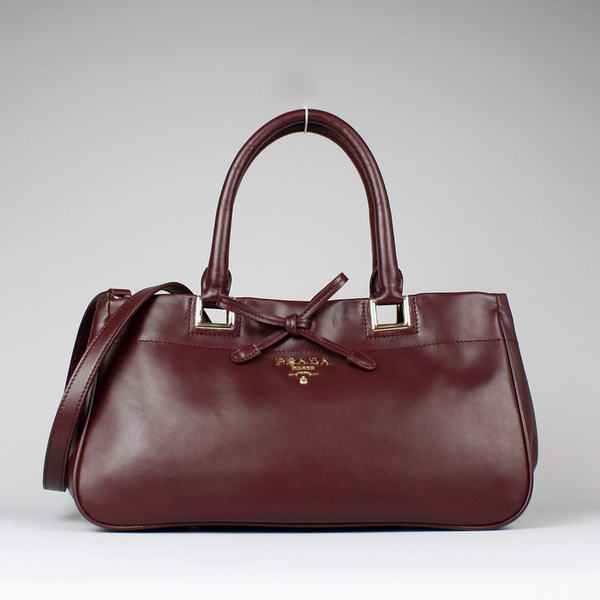 Top Quality Prada Glace Calf Leather Tote Bag BN2243 Bordeaux