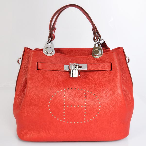 Hermes Mini so kelly bag in Flame with Silver hardware