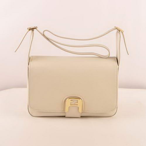 Fendi Chameleon Classic Saffiiano Leather Medium Shoulder Bag 2539 White