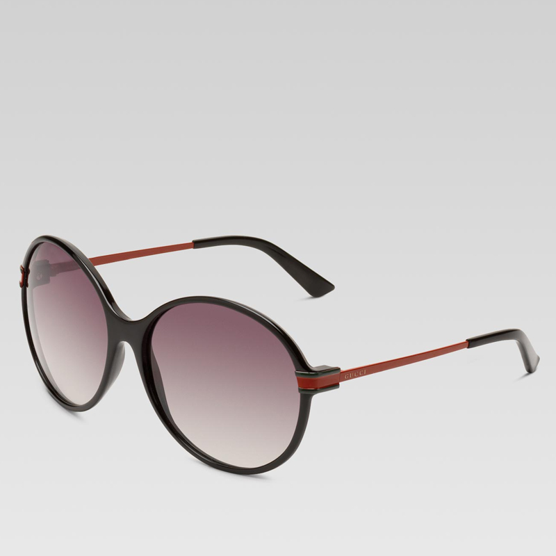 medium round frame sunglasses with gucci logo and