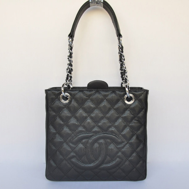 Chanel A50994 Black Medium Shopping Bags Silver Hardware