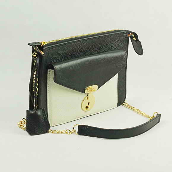 Celine Calfskin Shoulder Bag White with Black