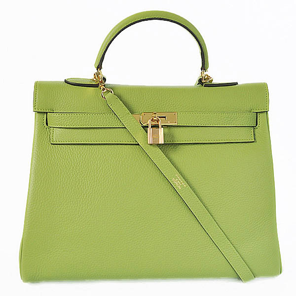 Hermes kelly 35CM clemence leather in Light green with Gold hardware