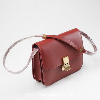 Celine Cow Leather Handbag 80077 Dark Red