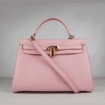 Hermes Kelly Handbags 32CM Pink(gold)