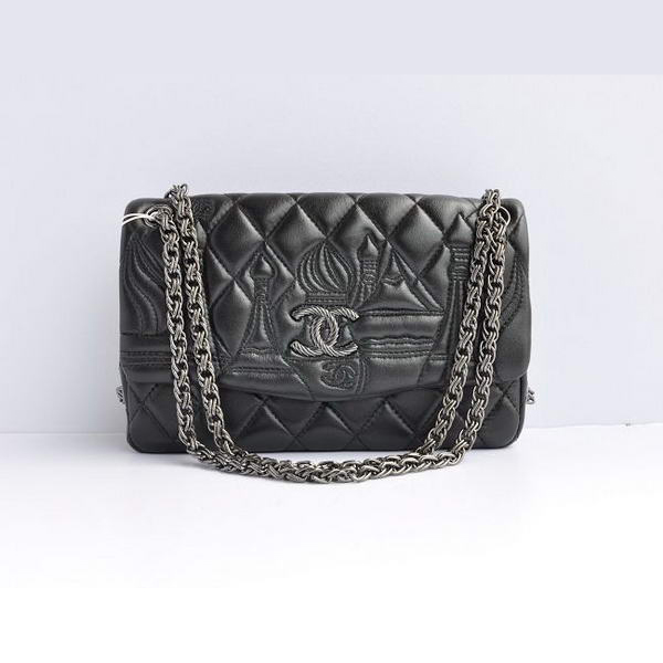 Chanel Flap Shoulder Bag Black Lambskin Leather A47049