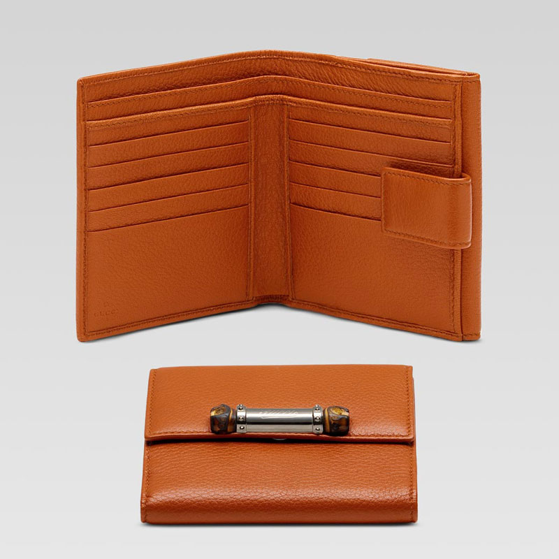 flap french wallet with bamboo and engraved gucci