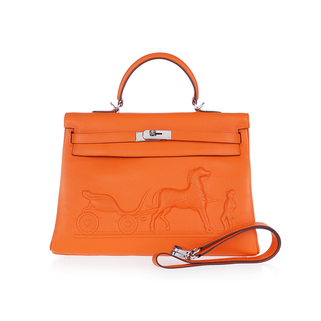 Hermes Kelly bag 35CM with Embossed logo Handbag orange