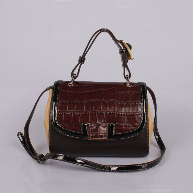 2012 new Fendi handbags FD9106 Pillow bag coffee crocodile with orange