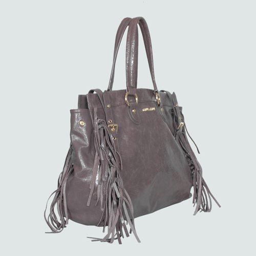 Miu Miu Shiny Leather Tassel Tote Bags 90265 Purple