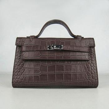 Hermes Kelly 22CM Coffee Crocodile