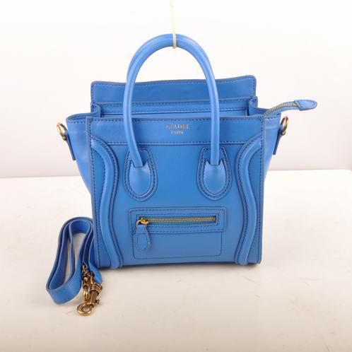 Celine Luggage Nano Boston Tote Bags Original Leather Blue