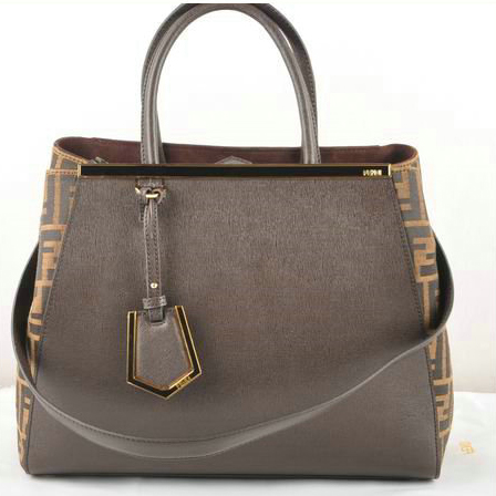 Fendi 2Jours Saffiiano Leather Fabric Tote Bag F2552M Brown
