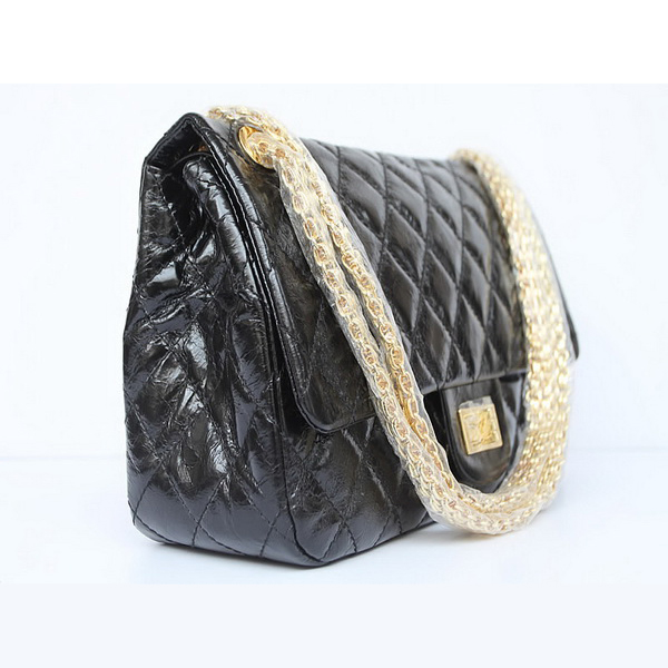 Chanel Flap Bag Quilted Black Gold Chain A35845