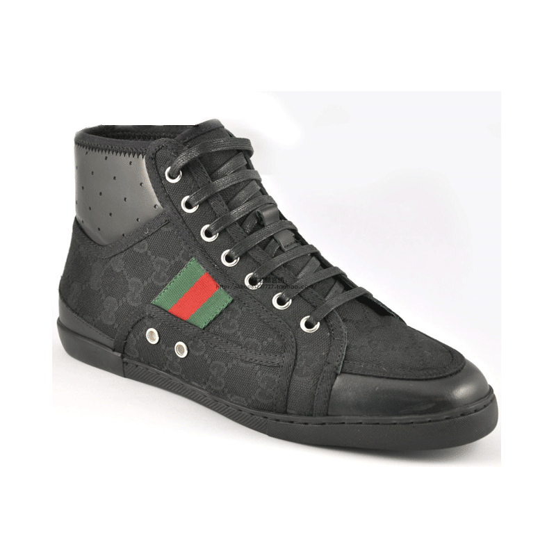 'cannes' high-top sneaker with eyelets and signature web detail