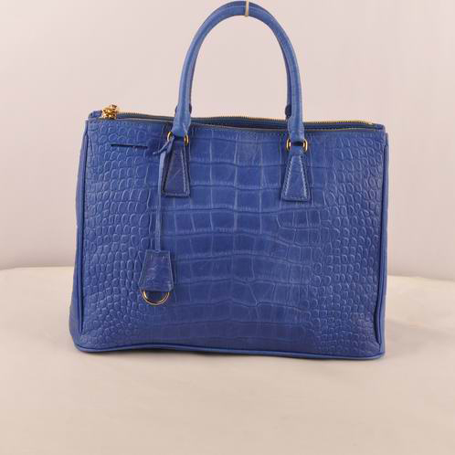 Prada Medium Croco Leather Tote Bag SkyBlue