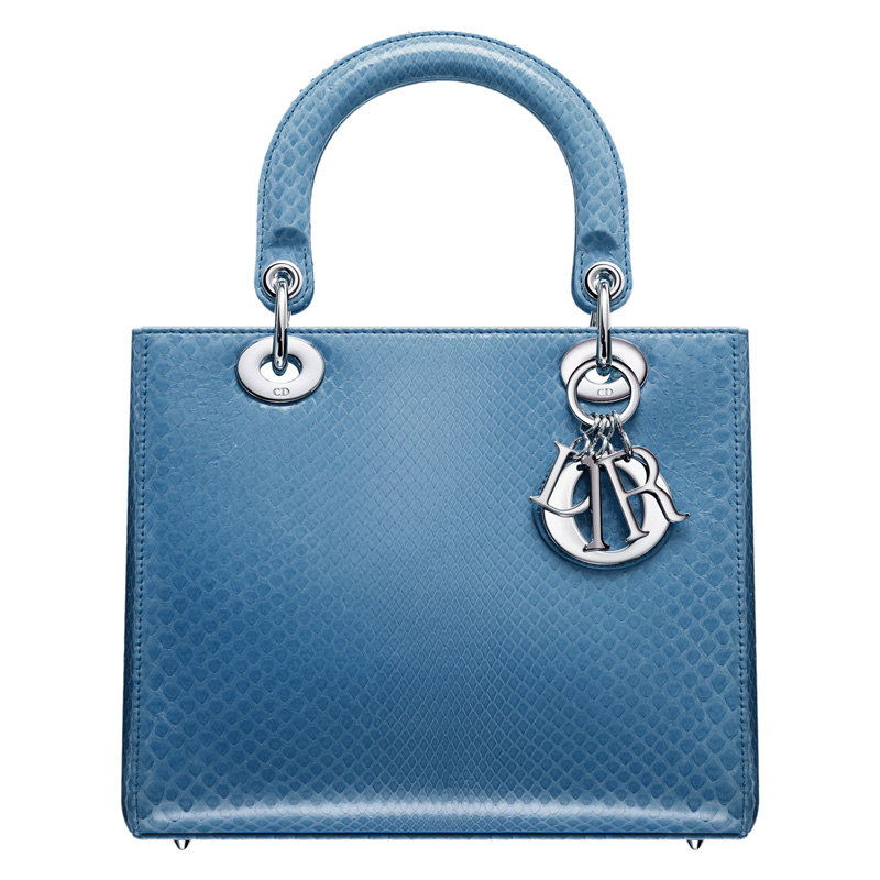 Glossy mykonos blue python 'Lady Dior' bag