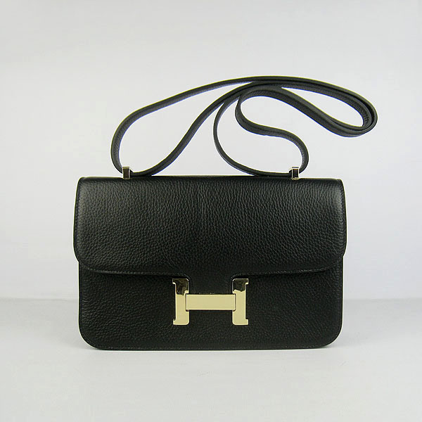 Hermes Constance Togo Leather Single Bag Black Gold Hardware H020