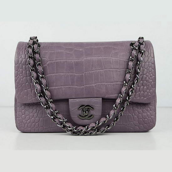 Chanel Fall Winter 2012 Croc Veins Leather Flap Bag A01112 Purple